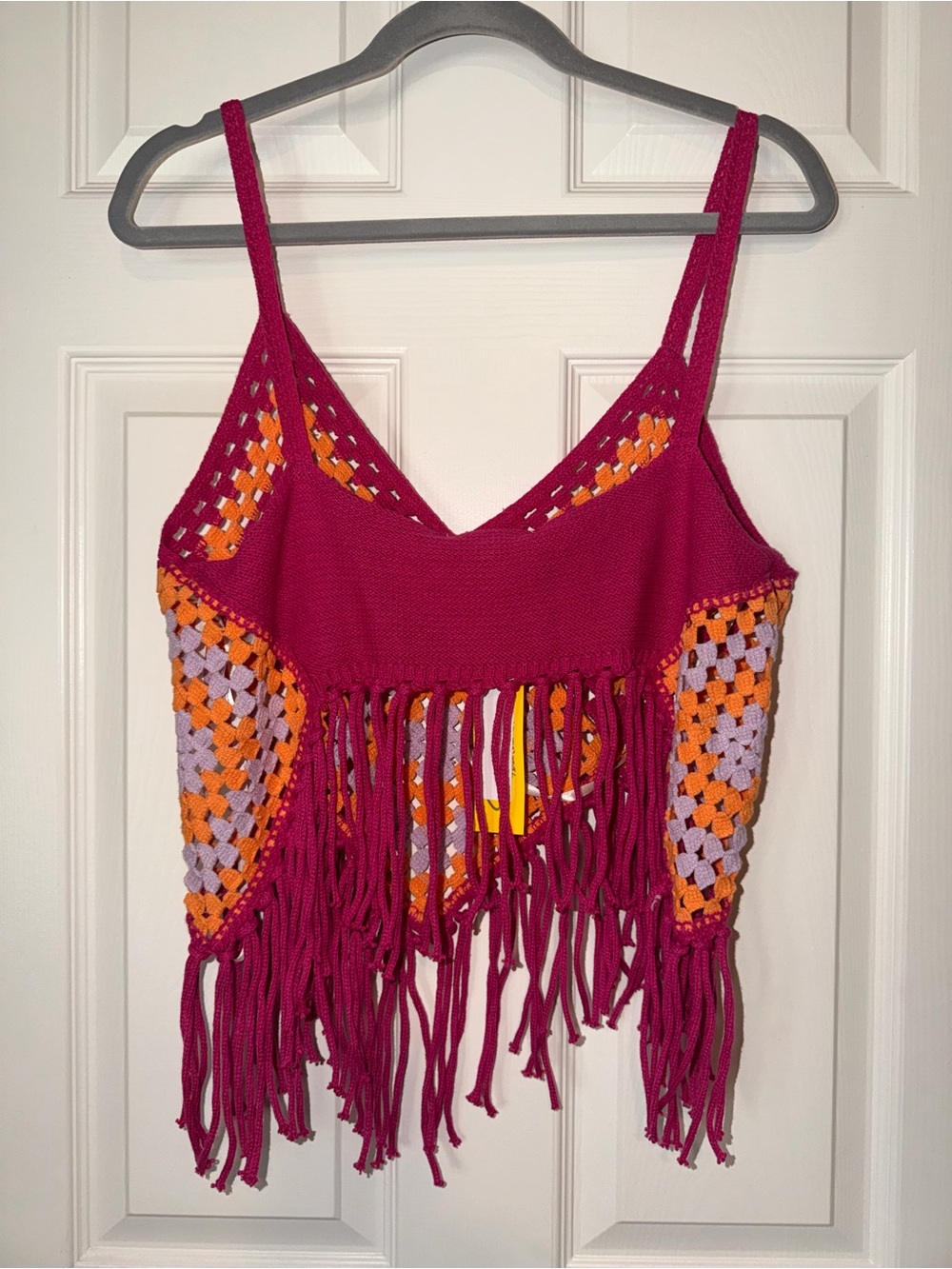 Circus by Sam Edelman Crochet Fringe Camisole in Fuchsia, Orange, Lavender - Picture 5 of 7
